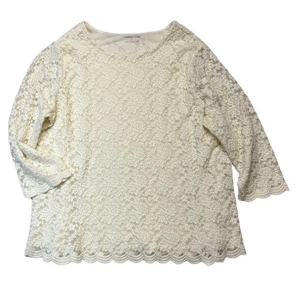 Coldwater Creek Tops - Coldwater Creek Womens Top Size 2X lace overlay stretchy, feminine quiet luxury